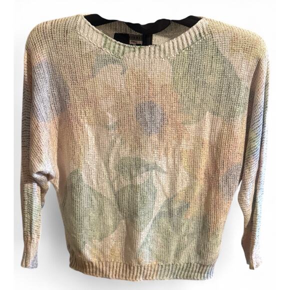 SIONI Sunflower Print Loose Knit Long Sleeve Lightweight Blush Sweater Size Med - Picture 1 of 4